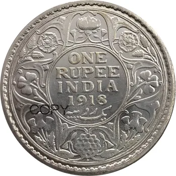 A Índia Britânica 1 Um Rupee De George V 1918 Latão Banhado A Prata Cópia Moedas