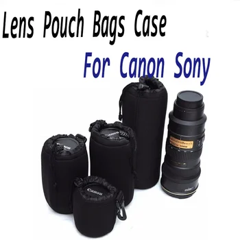 CAENBOO EF-S 18-55 Lente Saco de 24-70mm Macio Protetor de Câmera DSLR Lente Bolsa de Sacos de Caso 70-200 100-300 mm Para Lente Canon Nikon Sony