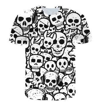 Esqueleto de Verão, Homens de roupa 2021 Nova Mens Verão Crânio de Impressão Homens de Manga Curta T-shirt de impressão 3D Camiseta Casual Respirável engraçado t