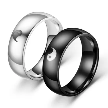 De Aço inoxidável Yin Yang de Tai Chi Casal Anel Vintage Anéis para os Adolescentes, os Anéis de Falange dos Homens com o Dedo o anel de Sinete do anel-Mulher Homem