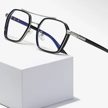 Duplo Feixe Anti-Luz azul Óculos de Armação de Metal Molduras de Espelho Plano Computador Óculos Mulheres Homens Unisex Moda Óculos