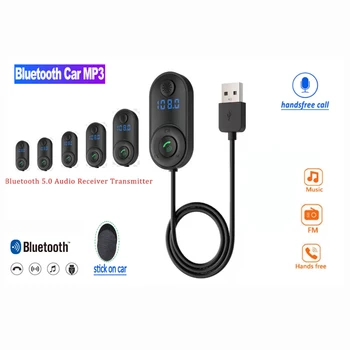Carro LED Bluetooth 5.0 Transmissor Receptor USB de Áudio, Conversor de mãos-livres Display Digital de Mãos-Livres do Adaptador sem Fio