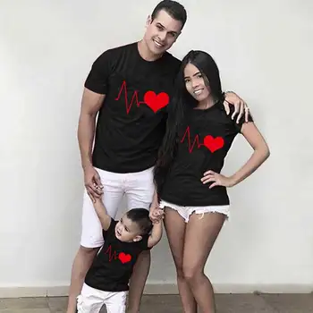 Primeiro Aniversário de Pai&mãe Camiseta Papai Filho T-Shirt a Mamãe, o Papai e o Bebê e as Crianças do 1º Aniversário da Família Roupa Combinando Roupa