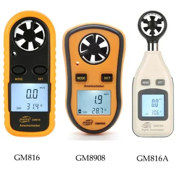 GM816/GM8908/GM816A LCD Portátil Anemômetro Digital de Velocidade do Vento de Medidor Medidor de Velocidade do Ar Medição de Temperatura Windmeter Testador