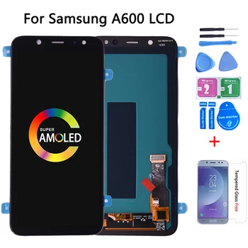 Super AMOLED Display Para SAMSUNG Galaxy A6 2018 A600 A600F A600FN LCD com Tela de Toque do conjunto do Digitador