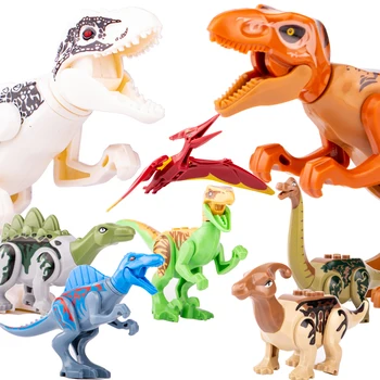 8pcs/muito Incrível Mini Dinossauros Blocos de Construção de Figuras Jurássico do Mundo, Modelos de Tijolos de Brinquedos Para Crianças