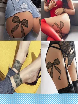 Sexy Black Lace Coxa Partes Privadas Tentação Etiqueta Da Tatuagem