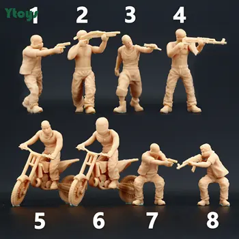 1:64 1:87 Resina Figura Anime Função de Gangues de Ir Para a Guerra Tiroteio em Miniatura Areia Tabela Vilão Cena a Figura Incolor Modelo DIY Brinquedo
