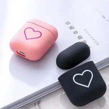 Caso protetor à prova de Poeira, Anti-queda Rígido Fosco Coração de Amor compatíveis com Bluetooth, Fone de ouvido PC Luva de Proteção para AirPods 1/2