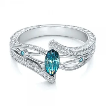 Utimtree Crystal Fashion Anéis de Casamento para Mulheres Prata 925 Esterlina da Jóia Vermelha/Azul/Verde CZ Zircão de Noivado Anel de Promessa