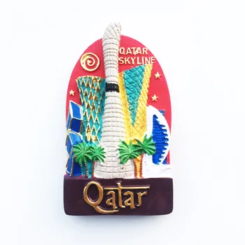 QIQIPP Oriente Médio Qatar Criativo Turismo Comemorativa Decoração Artesanato Edifício de referência Magnético do Ímã de Geladeira