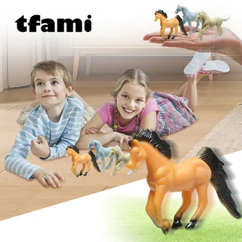 TFAMI 6pcs Prados Série Cavalo de Modelo de Brinquedo Para Crianças Mini Simulação Cavalo de Animais de Brinquedo em PVC de Alta Qualidade Brinquedos Para Chldrens Presentes