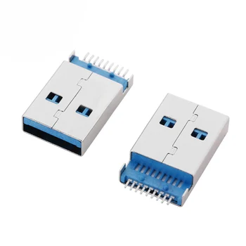 10Pcs/Lot USB 3.0, UM Tipo de Plugue Macho de Alta velocidade de Transmissão de Dados Jack Tomada de Carregamento de Solda Conector
