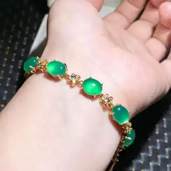 Natural Verde Jade, Ouro De Rosa Do Bracelete De Mulheres Belas Jóias Acessórios Myanmar Jadeite Zircão Borboleta Jades Braceletes Pulseira