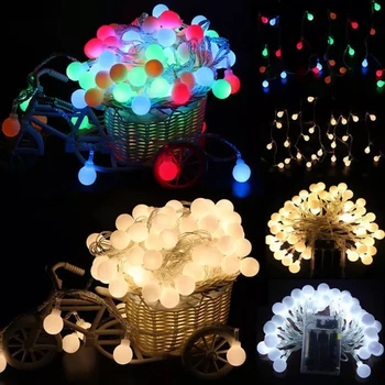 LED Luzes de corda Bola Redonda Garland Lâmpada de Iluminação de Férias, Casamento, Festa de Natal Impermeável Exterior do Jardim Decoração Home