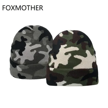 FOXMOTHER Exterior Novo Camo Beanies Caps Exército camuflado Verde de Malha Chapéus de Inverno Homens 2021