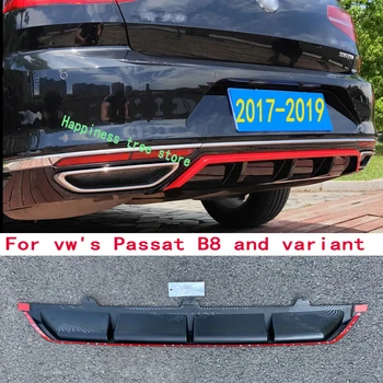Para Vw Passat B8 Variante Spoilers GTE 2017 2018 2019 PP pára-choque Traseiro Preto SliverPaint Traseira de Inicialização Tampa do Difusor Acessórios