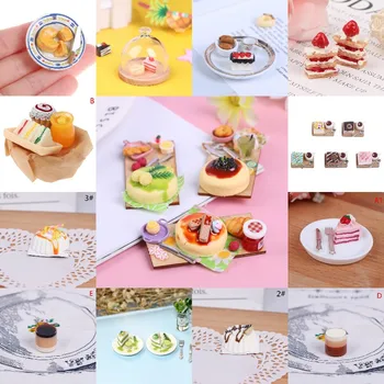 1/12 Mini Cheesecake de Morango Bolo de Creme de Simulação de Casa de Boneca Jogar Comida para Boneca de Cozinha, Brinquedos, Casa de bonecas em Miniatura de alimentos