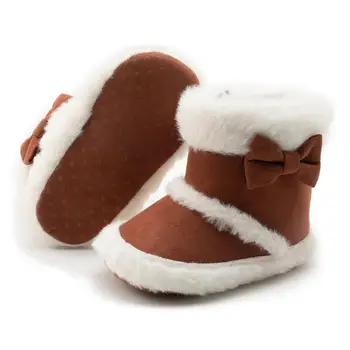 Sapatos de bebê Recém-nascido Quente Inverno Botas Meias de Natal Bonito Arco de Lã de Bota de Neve Macia de Criança de Meninos Meninas rapazes raparigas Anti-derrapante Sapatos de Berço