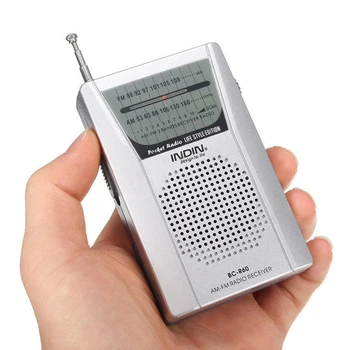 Mini Portátil de Prata DIODO emissor de AM/FM Antena Telescópica Rádio alto-Falante Baixo Consumo de Energia Receptor de Rádio