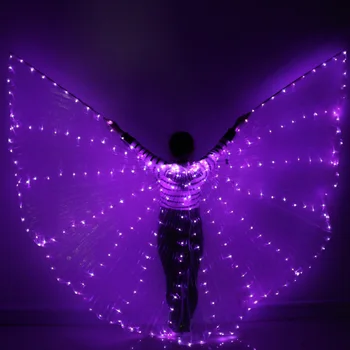 Senhora Mulheres de Dança do Ventre, Adereços De 360 Graus LED Brilhante Asas Meninas de Dança Asas Ângulo de Abertura Dançarina Adereços Asas Sem baquetas