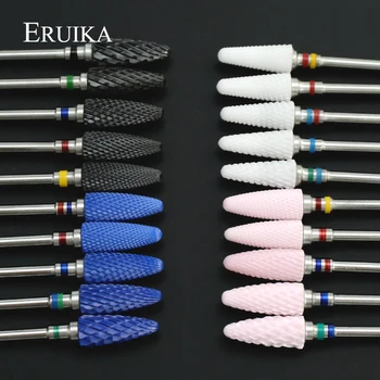 ERUIKA 20 Tipos de Cerâmica Prego Broca Rotary Burr Prego Fresa Manicure Pedicure Máquina de perfuração Acessório da Arte do Prego Ferramentas