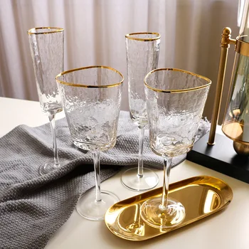 Criativo Martelo De Ouro Borda Cristal Taça De Champagne Vidro Europeia Cálice De Vinho Do Copo De Vinho Tinto Copo De Bar Copos De Cocktail
