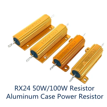 50W, 100W de Alumínio de Power Metal Shell Caso Bobinadas Resistor De 0,01 R ~ 100K 1 6 8 10 20 200 500 1K 10K ohm resistência RX24