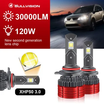 Bullvision H7 H11 HB3 9005 9006 HB4 LED Carro turbo Faróis de Lâmpadas de Alta Potência H1 HIR2 Luzes Canbus 55W 30000/LM Nevoeiro Liight 2Pcs