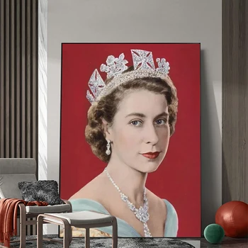 A rainha Elizabeth, a Rainha da Inglaterra, Tela de Pintura, Arte Nórdica, Cartazes e Estampas de Parede Fotos de Decoração de Sala de estar sem moldura