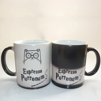 luz Mágica caneca de café expresso purronum gato caneca de café mudando de cor caneca melhor presente para seu amigo ou você mesmo