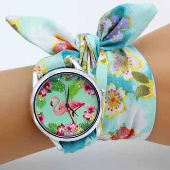 Shsby Novo Chiffon Floral Doce Meninas Assistir Tecido Mulheres Vestido De Relógios De Moda Para Senhoras Flor De Pano Relógio De Pulso