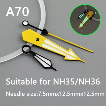 NH35 mãos ponteiro agulha de Prata verde luminoso, Assistir acessórios,adequado para nh35 Segundo Mãos nh36 movimento A70