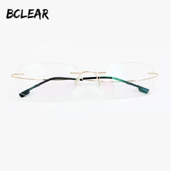 BCLEAR Moda Leveza Unisex Óculos de Memória de Liga de Titânio sem aro Moldura Óptica Flexível Prescrição Espetáculo Óculos