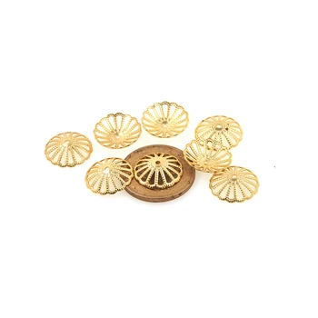 10PCS de Bronze da Flor do Ouro Esferas de Tampas para Fazer Jóias Encontrar Diy Acessórios