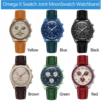 A nova safra Pulseira de Couro Genuíno Para a Omega X Swatch Conjunta MoonSwatch Constelação Homens Mulheres Faixa de Relógio Bracelete Pulseira de 20mm
