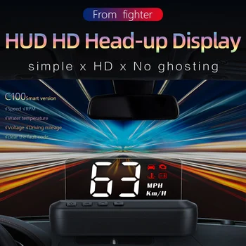 C100-HUD OBD2 II EUOBD Head Up Display RPM pára-brisas Automático de Tensão Eletrônico de Alarme de Carro HUD Sistema de Aviso de excesso de velocidade Projetor