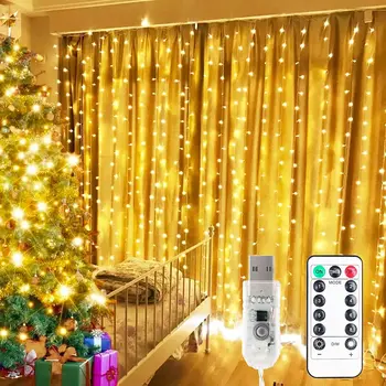 LED de Fadas Cortina de Luzes de corda 8 Modos de 3M Janela Seqüência de Luzes Guirlanda para o Natal Natal Natal Árvore de Festa de Casamento Decoração