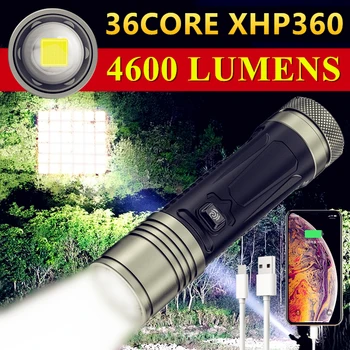 XHP360 Lanterna LED 26650 Tocha Recarregável do Usb Poderosa Tática de Luz do Flash Zoomable Caça Lanterna Impermeável Lâmpada da Mão