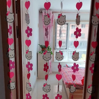 Hello Kitty Para As Meninas Na Porta Do Quarto De Cortina Bonito Sala De Plástico Decorativo Partição Cortina Na Parede Do Fundo Ornamento