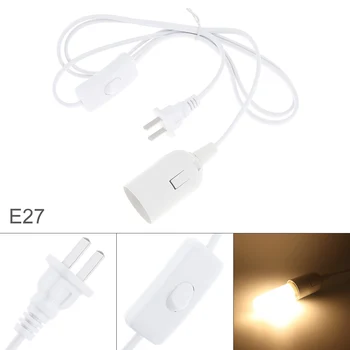 E27 US / UE Plug Branco Suspenso o Suporte da Lâmpada da Luz do Bulbo da Base de dados de Socket com o Botão Alternar para E27 Lâmpada LED