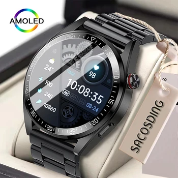2022 Novo 454*454 Tela Smart Watch, Os Homens Sempre Exibir O Tempo De Chamada Bluetooth Local De Música De Homens Smartwatch Para Huawei Xiaomi +Caixa