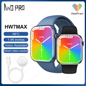 IWO PRO HW7 MAX SmartWatch Homens 1.99 Polegadas Tela do Assistente de Voz Controle de Vídeo de Chamada Bluetooth Smart Watch PK HW37 W27 HW57 Pro
