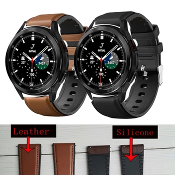 Para Samsung Galaxy Watch 4 Clássico 42mm 46mm Alça de 20mm de Couro de Silicone Pulseira desportiva Galaxy 4 5 40mm 44mm/Watch 5 Pro Banda