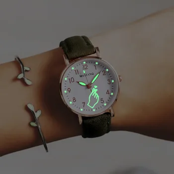 2022 Senhoras Relógios De Pulso Luminoso Mulheres Simples Relógios Casual De Couro Pulseira Relógio De Quartzo Do Relógio Montre Femme Feminino Relógio