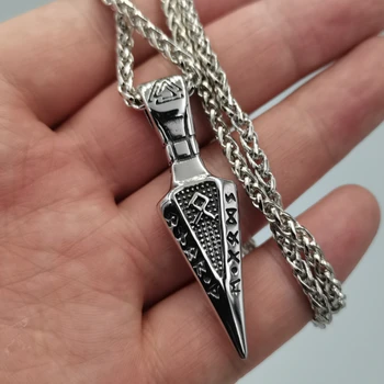 Viking nórdico runa com o odin espada Gungnir Amuleto de aço Inoxidável Valknut Runa com pingente do saco do presente