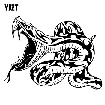 YJZT 18.3CMX13.5CM Cobra Réptil de Animais Venenosos Tribal Vinil Adesivo de Carro Preto /Prata 13C-0128