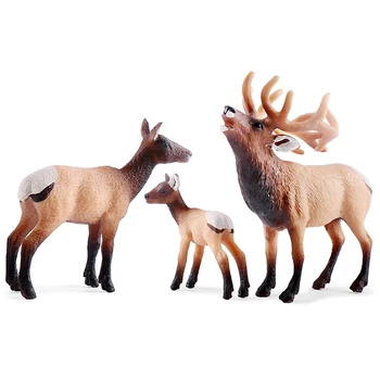 Elk Brinquedos de Figuras de Conjunto,Criatura da Floresta Elk Modelo de Família Figuras Bolo Toppers Casa de Festa Decoração de Festa de Aniversário de brinquedos para as crianças