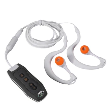 Música MP3 Player com Bluetooth e Subaquática Fones de ouvido para Natação Voltas de esportes Aquáticos Cabo Curto 4GB-Preto