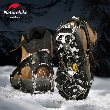 Naturehike 21 Dentes Grampos de Gelo Garras Anti-Derrapante para Caminhadas de Inverno Engrenagem Tática Ultraleve Antiderrapantes Sapatos TPR de Esqui na Neve Garra